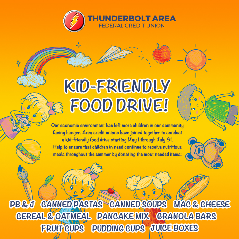 kid friendly food drive Thunderbolt FCU